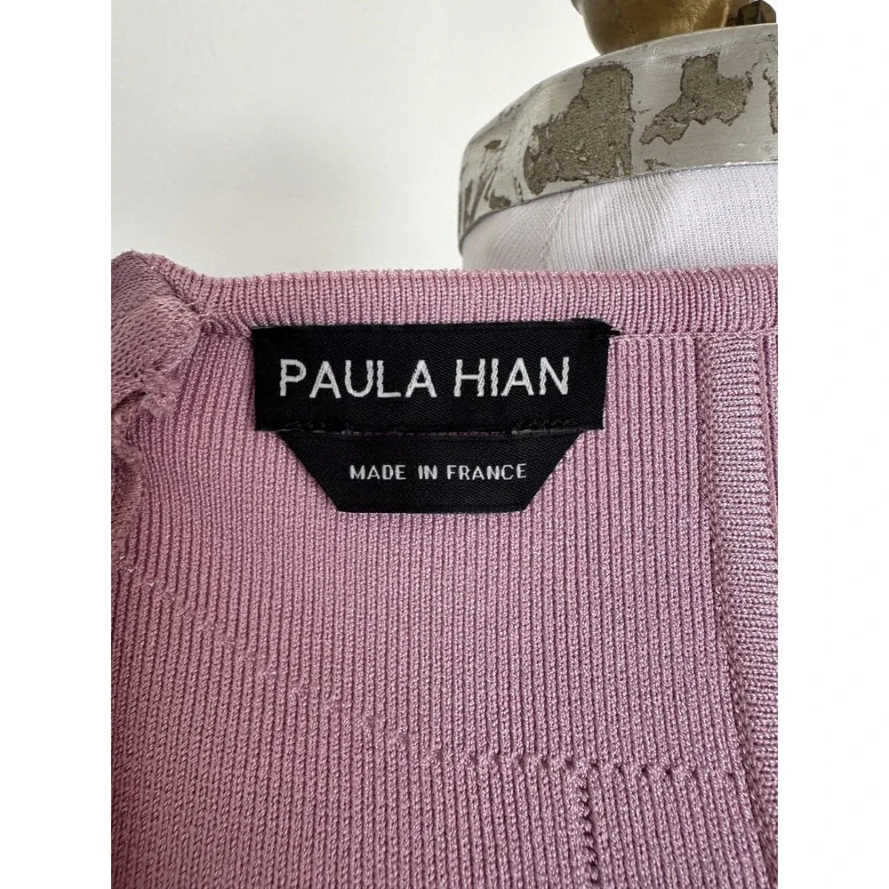 Paula Hian Fleur Stretch Knit Skirt with Laser Cut Scallop Skirt Small Lavender